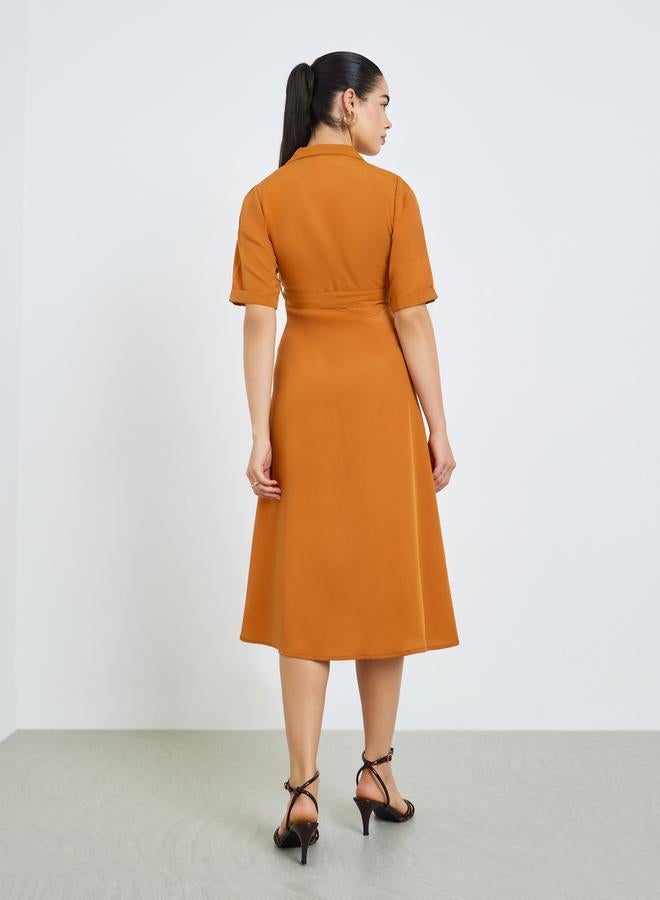 Styli Women Orange Solid Midi Blazer Dress - Image 5